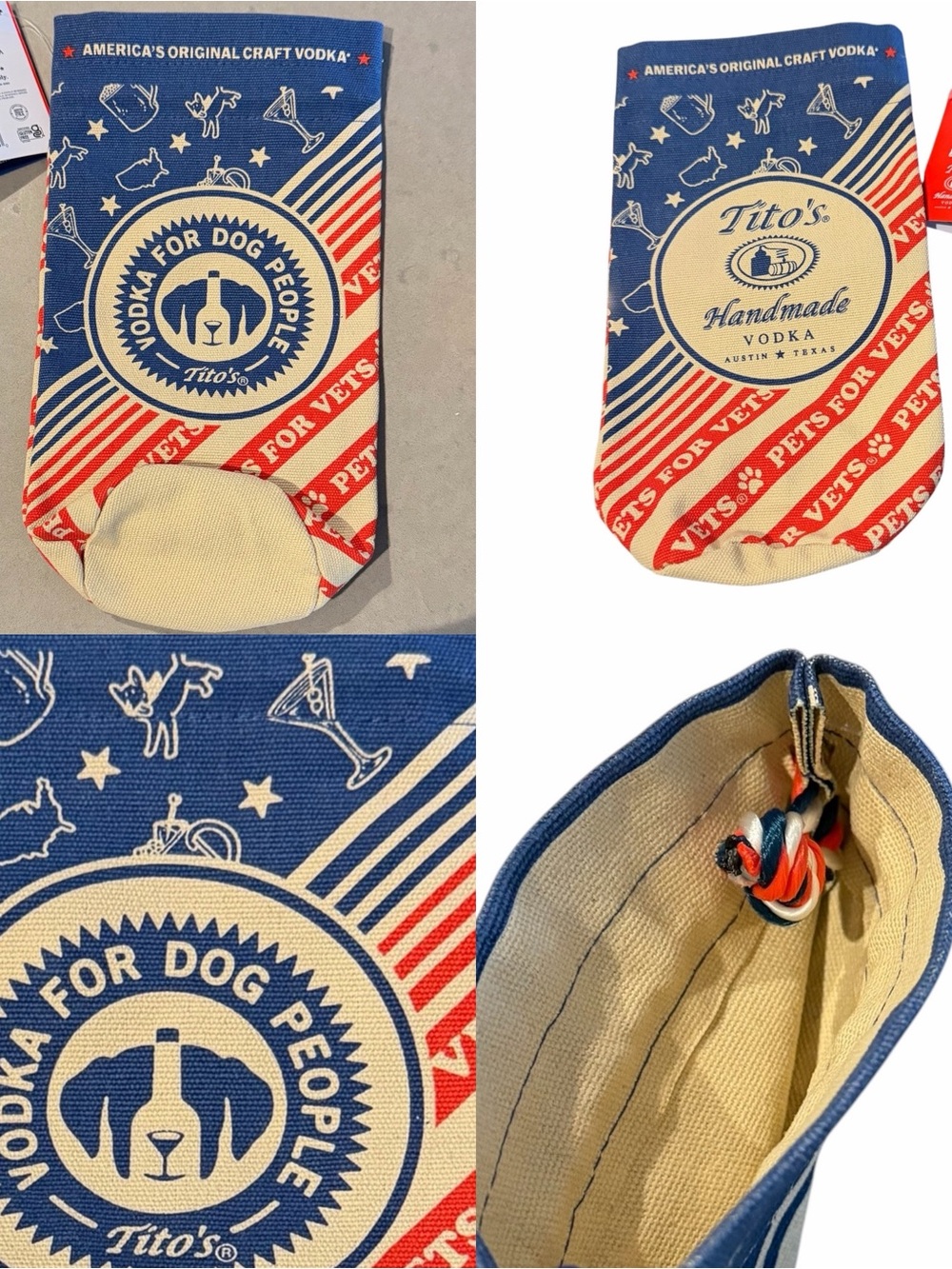 TITO'S VODKA "For  Dog People" Canvas Bottle Bag NWT
